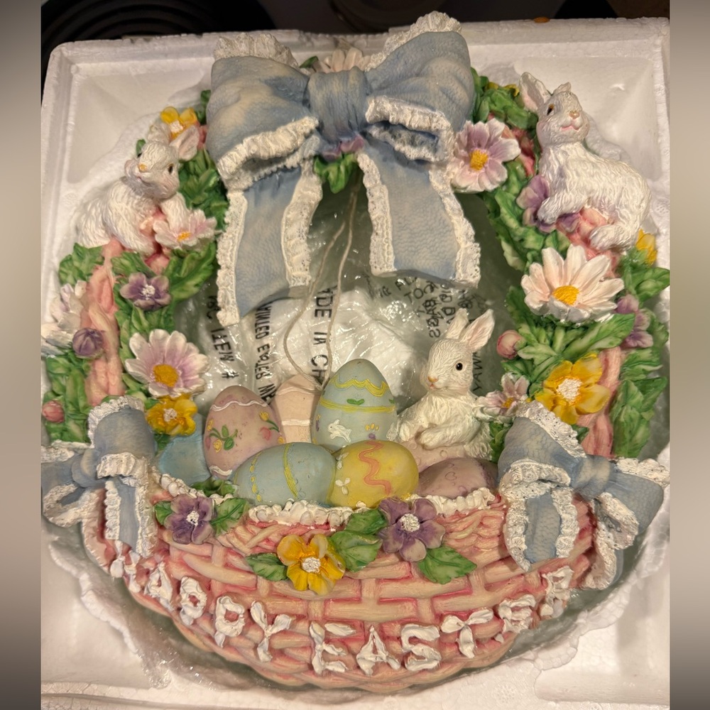 EASTER! ABC Distributing 13” Hand Painted Easter Resin Wreath.